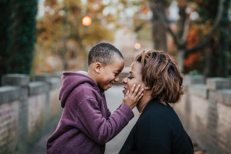 family, portrait, outdoor, fall, nature, leaves, african-american, people, mommy, son, happy mothers day, together, happy, love, mom, mum